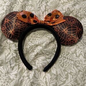 Black and Orange Halloween Sequin Minnie Ears Headband
